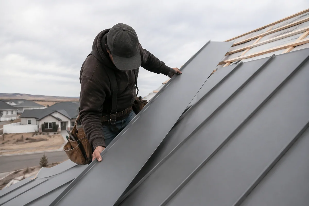 Aluminum Roofing underway on a property in Boise, ID