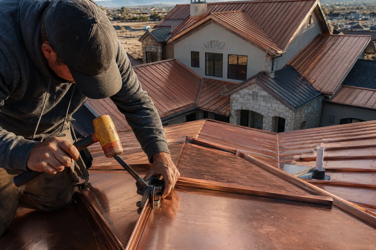 Copper & Zinc Roofing underway on a property in Boise, ID