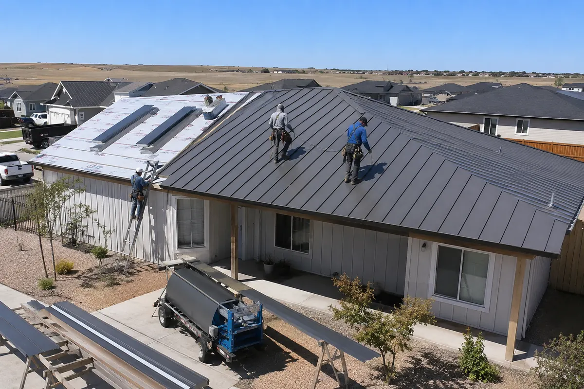 Metal roof installation on a property in Meridian, ID